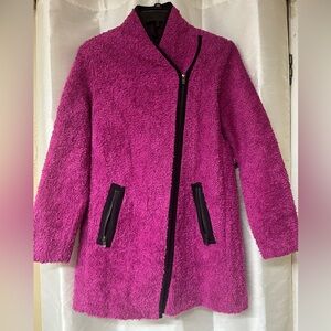 NIC+ZOE Plush Fuchsia Teddy Coat with Zip Pockets